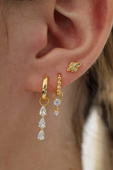 Clear 3 Teardrop Dangle GOLD earring Stacks