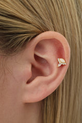 Opal Crown Screw Flat Back Helix Stud Earring Gold- 1 piece