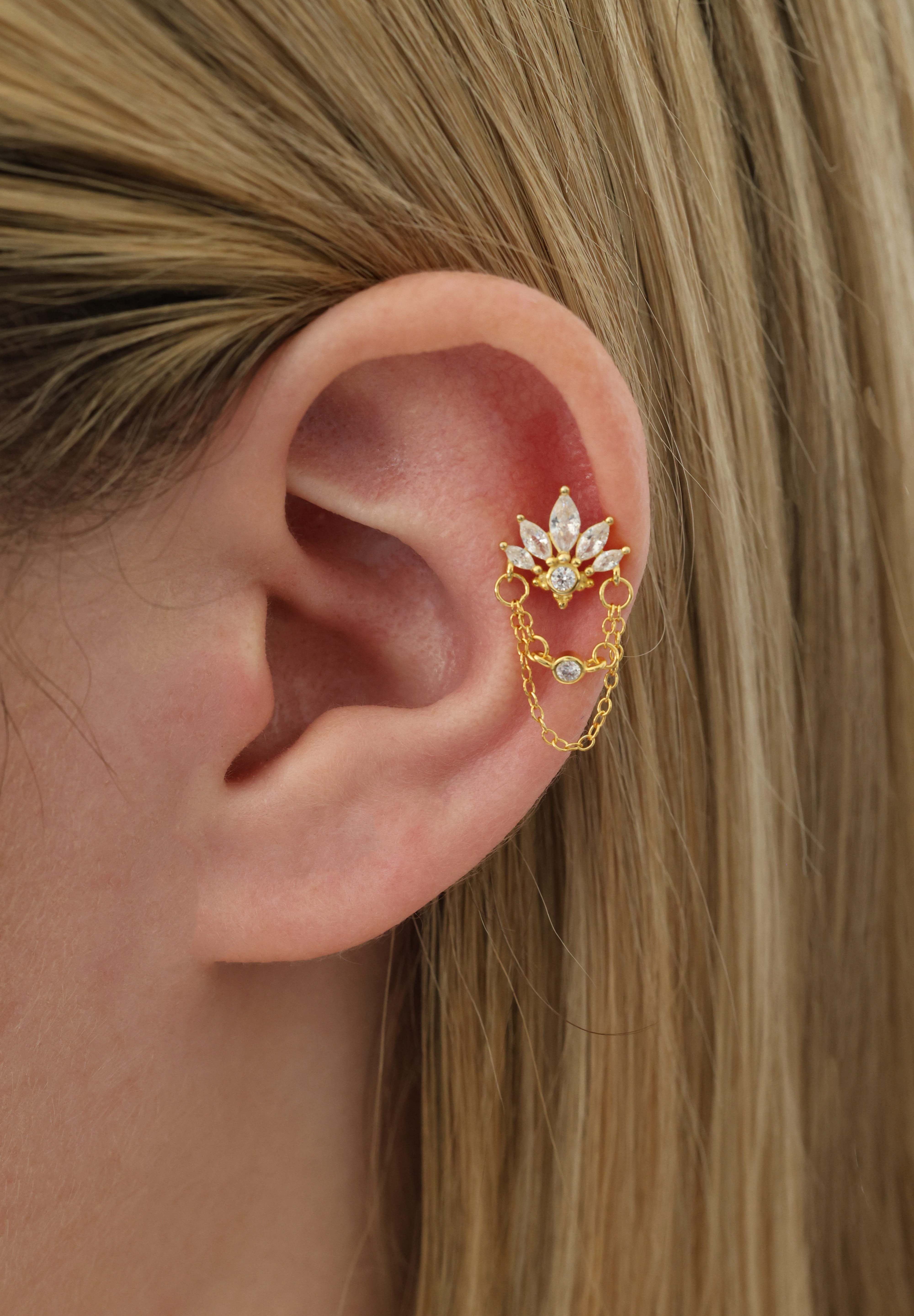 Rashi Screw Flat Back Helix Stud Earring Gold- 1 piece