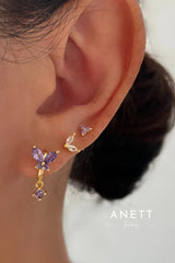 Butterfly CZ Dangle Gold Earrings
