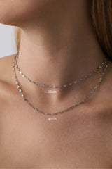 Mistara Twist Diamond Link Chain - Stainless Steel Silver 35cm + 42cm