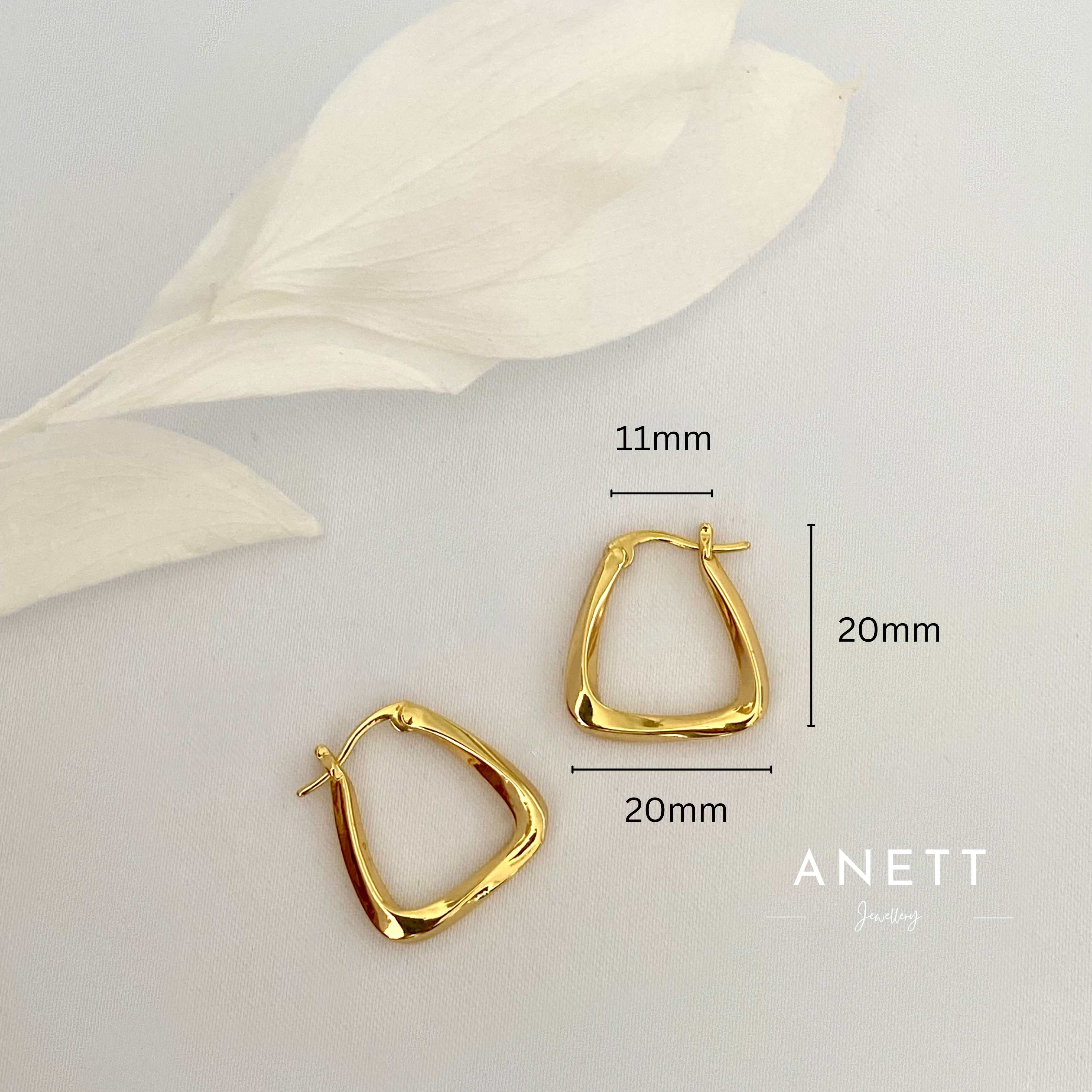 Twisted Square Gold Hoop Earrings