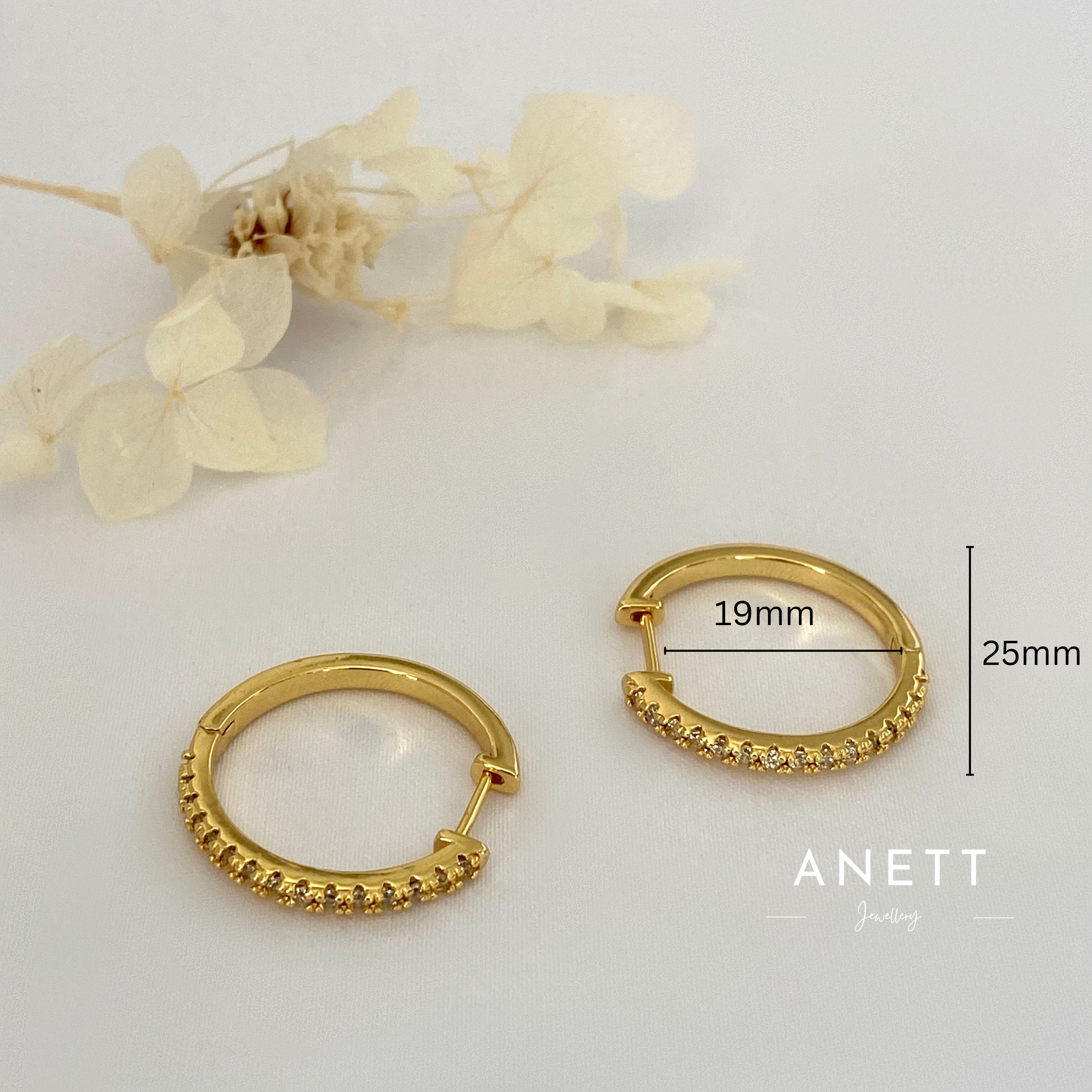 25mm gold hoop earrings with cubic zirconia pave – bold sparkle for everyday glam