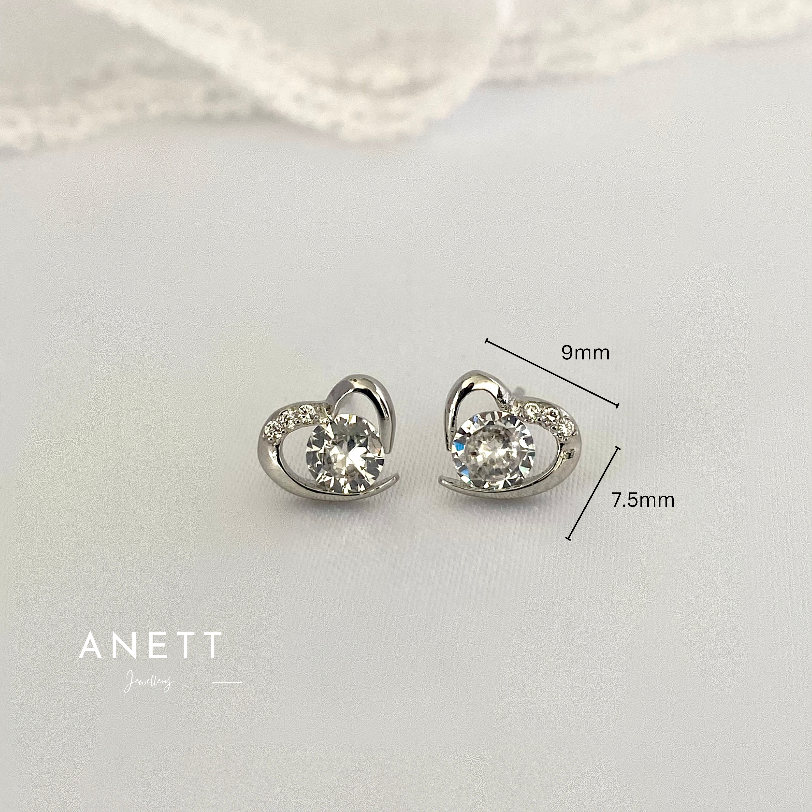 Silver Love Heart Stud Earring