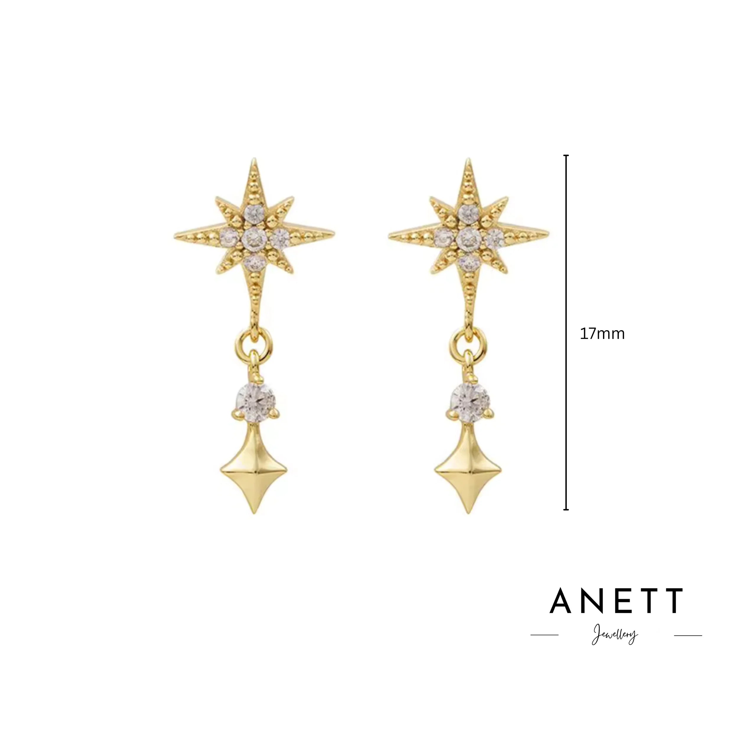 Ginger Cubic Drop Stud Earrings GOLD - Sterling Silver