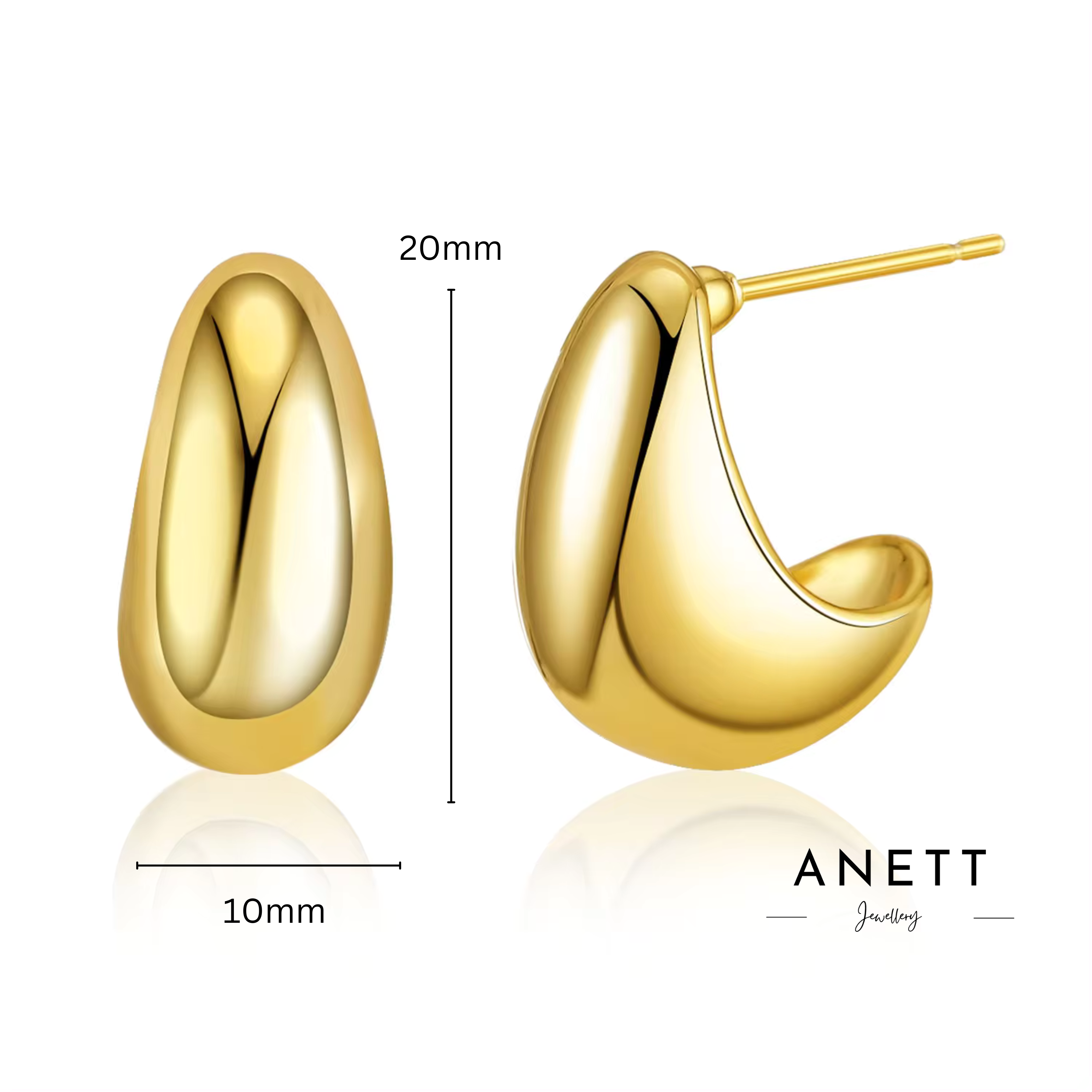Gold Cresent Stud Earrings