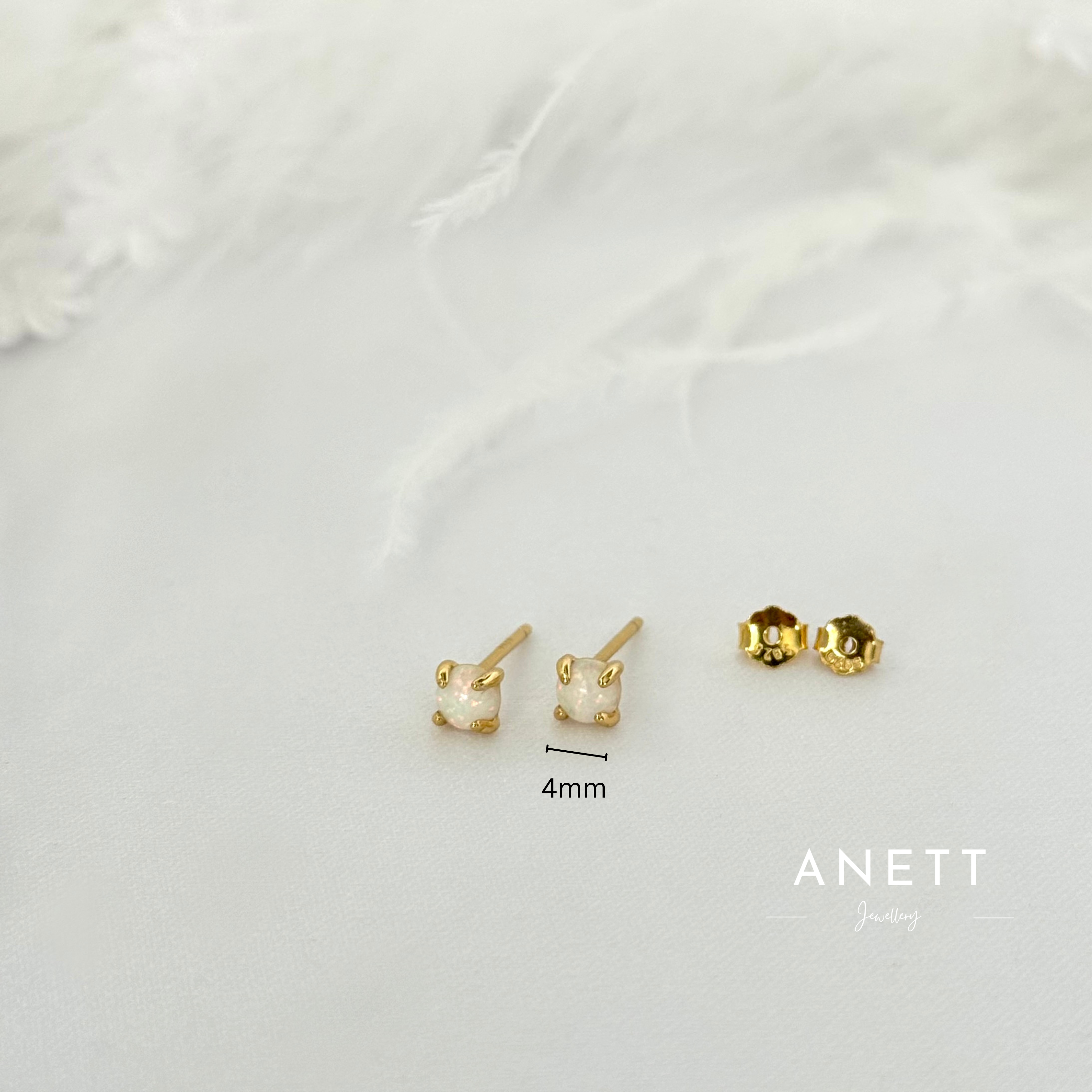 Katie Opal 4mm Stud Earrings GOLD