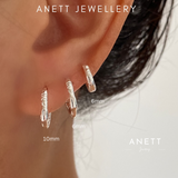 Textured Silver Hoop Earrings, 925 Sterling Silver 6mm + 10mm