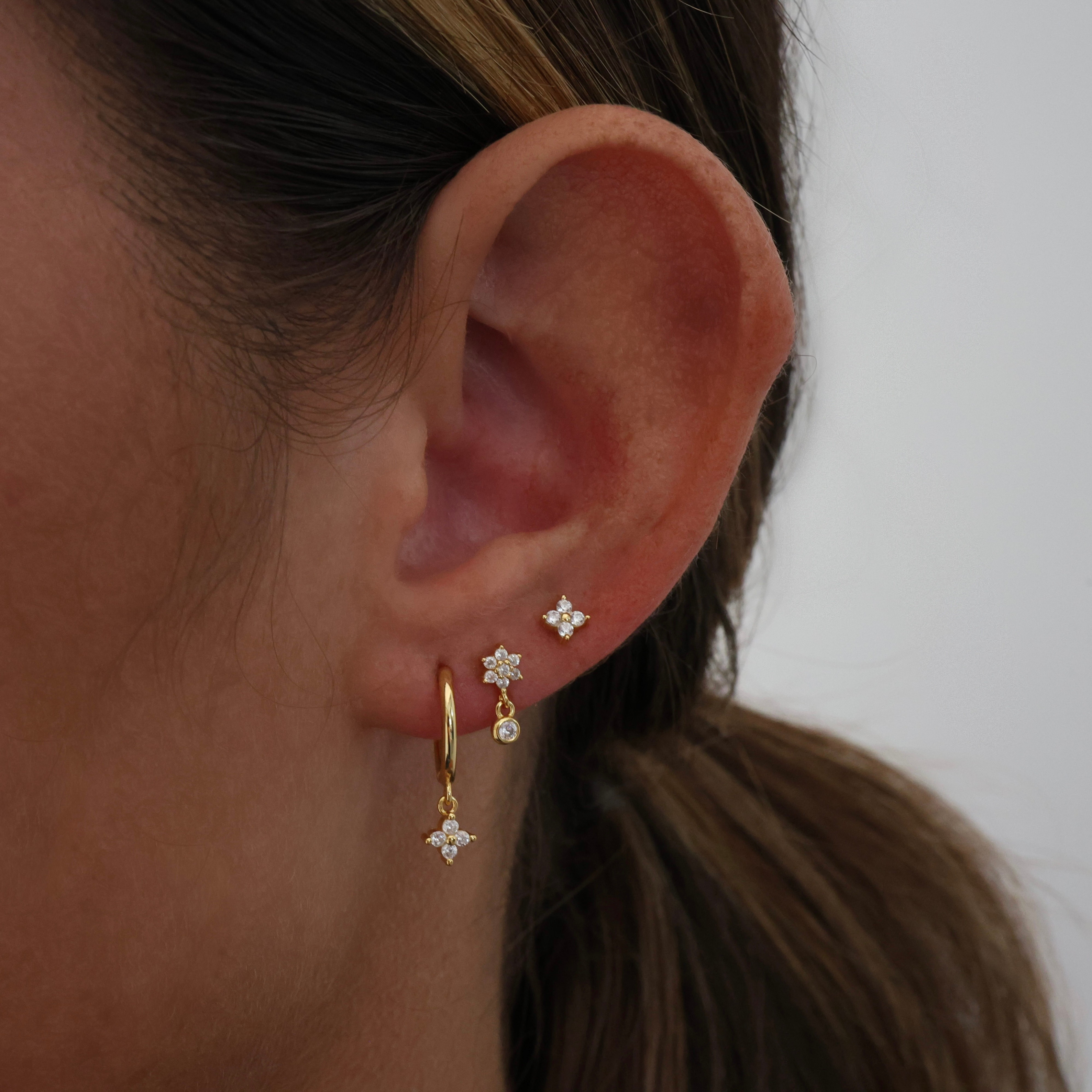 Small 4 Clover Dangle Earring Set GOLD Gift Set