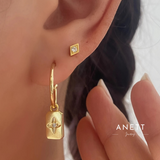Rhombus Gold CZ Stud Earrings