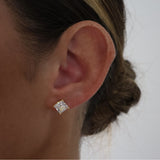 Princess Cut 8mm Diamond CZ Gold Stud Earring