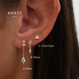 Alexa Nova Dangle Earrings A + B + C (6 earrings) with a Box