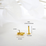 Star Screw Flat Back Helix Stud Earring- 1 piece