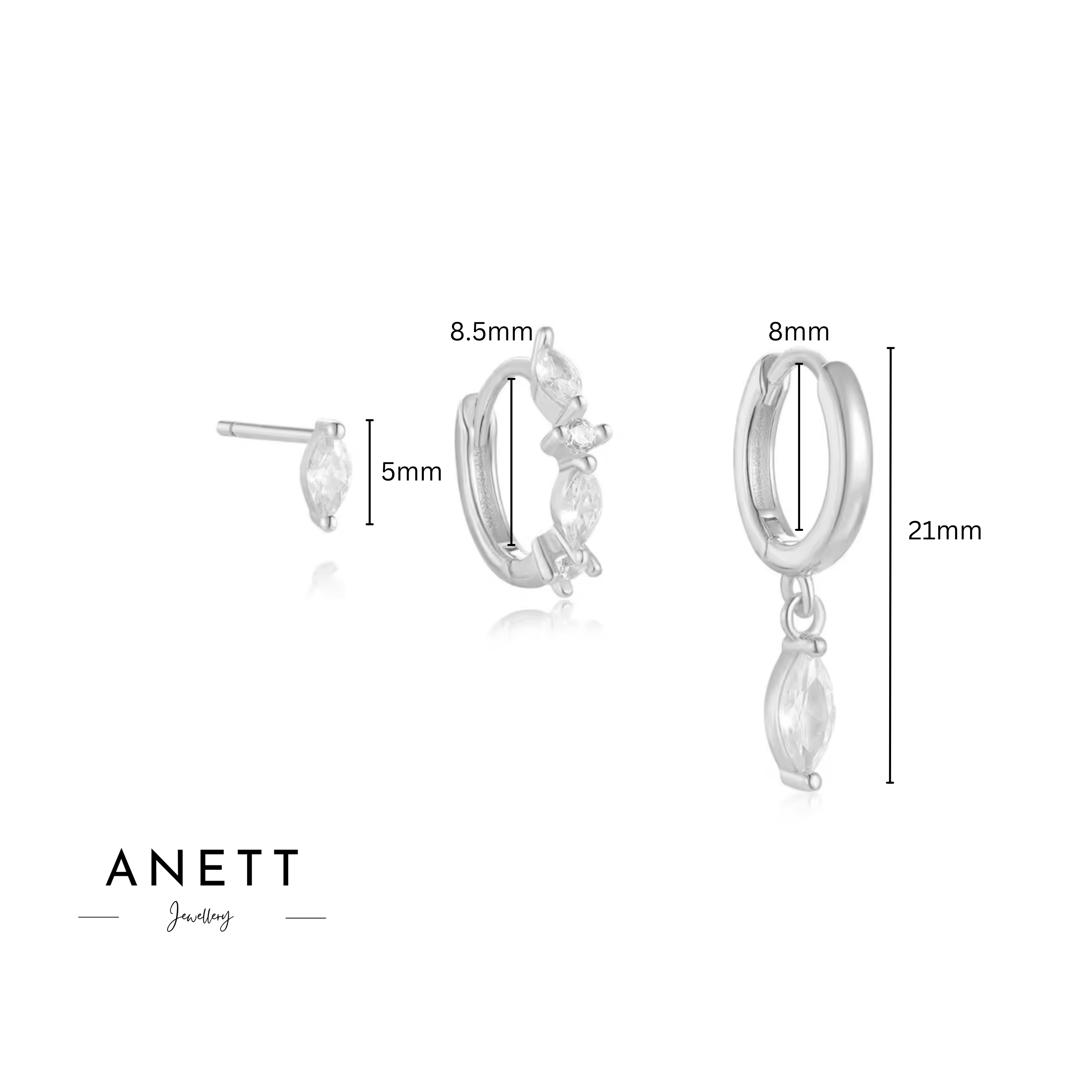 Grace Dangle Silver Earring Set Sterling Silver
