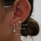 Silver Star Dainty Dangle Earrings