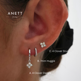 4 Clover Opal Dangle Earrings SILVER A + B + C