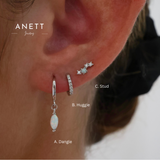 Tulip Opal Dangle Earrings SILVER A + B + C (6 earrings)