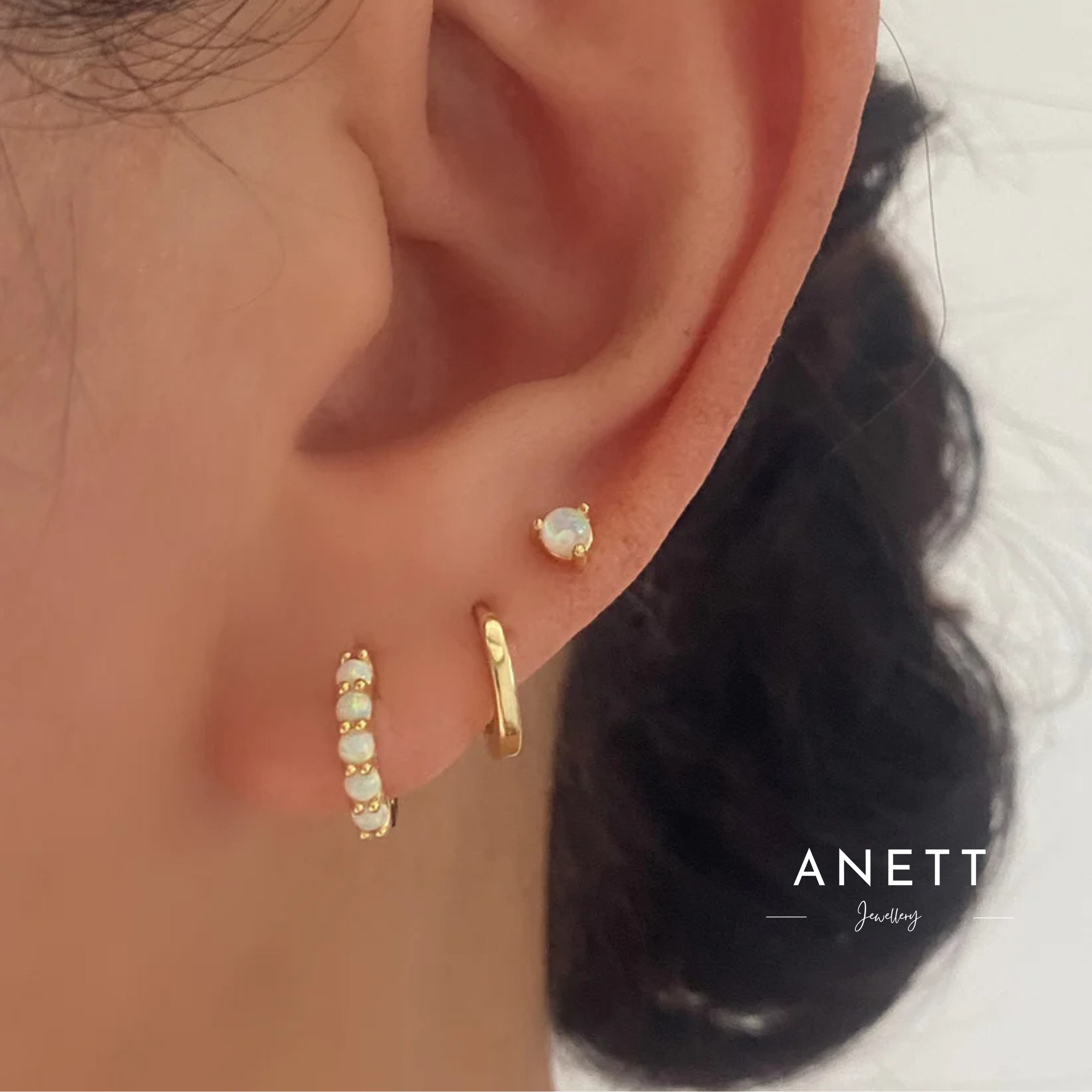 Suzy Opal Pave Huggie Hoop GOLD