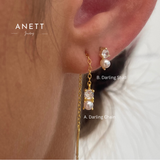Darling Pearl Chain Stud Earrings A + B