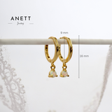 Dainty Opal Dangle Earrings GOLD A. Opal Dangle