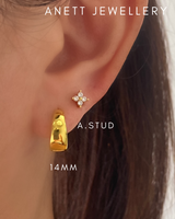 925 Sterling Silver Gold Hoop 17mm 16mm 14mm 10mm