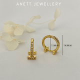 T Cubic Huggie Hoops Gold