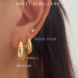 Lucy Teardrop Thick Gold Hoops 17mm 20mm A + B + C