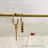 3pieces Dangly Ear Stack Set | 925 Sterling Silver with 18k Gold plated 1 Set (3 earrings)