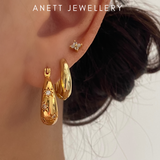 Starburst Waterdrop Gold Hoop Earrings