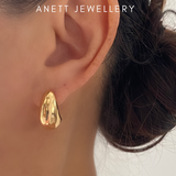 Gold Cresent Stud Earrings