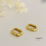 Hammered Gold Rectangle Hoop Earrings