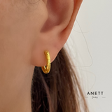 Thin Hammered Hoop Earrings GOLD