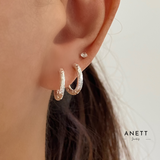 Thin Hammered Hoop Earrings SILVER