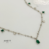 Emerald Green Minimalist Sterling Silver Necklace