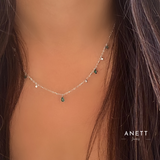 Emerald Green Minimalist Sterling Silver Necklace