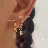 Single Clear CZ Gold Dangle Earrings