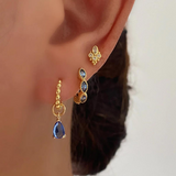 Sapphire CZ Dangle Earrings 3 Pair Gift Box Set- Sterling Silver with Gold plated
