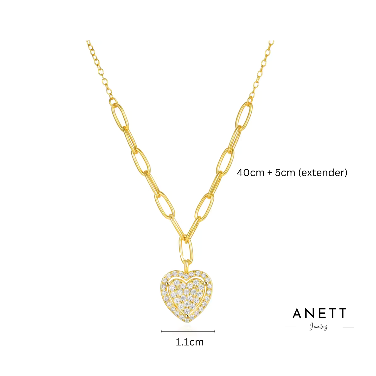 Dazzling Love Heart Gold Necklace