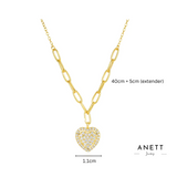 Dazzling Love Heart Gold Necklace