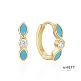 Turquoise Marquise Gold Huggie Hoop