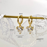 CZ Love Heart Dangle Drop Earrings