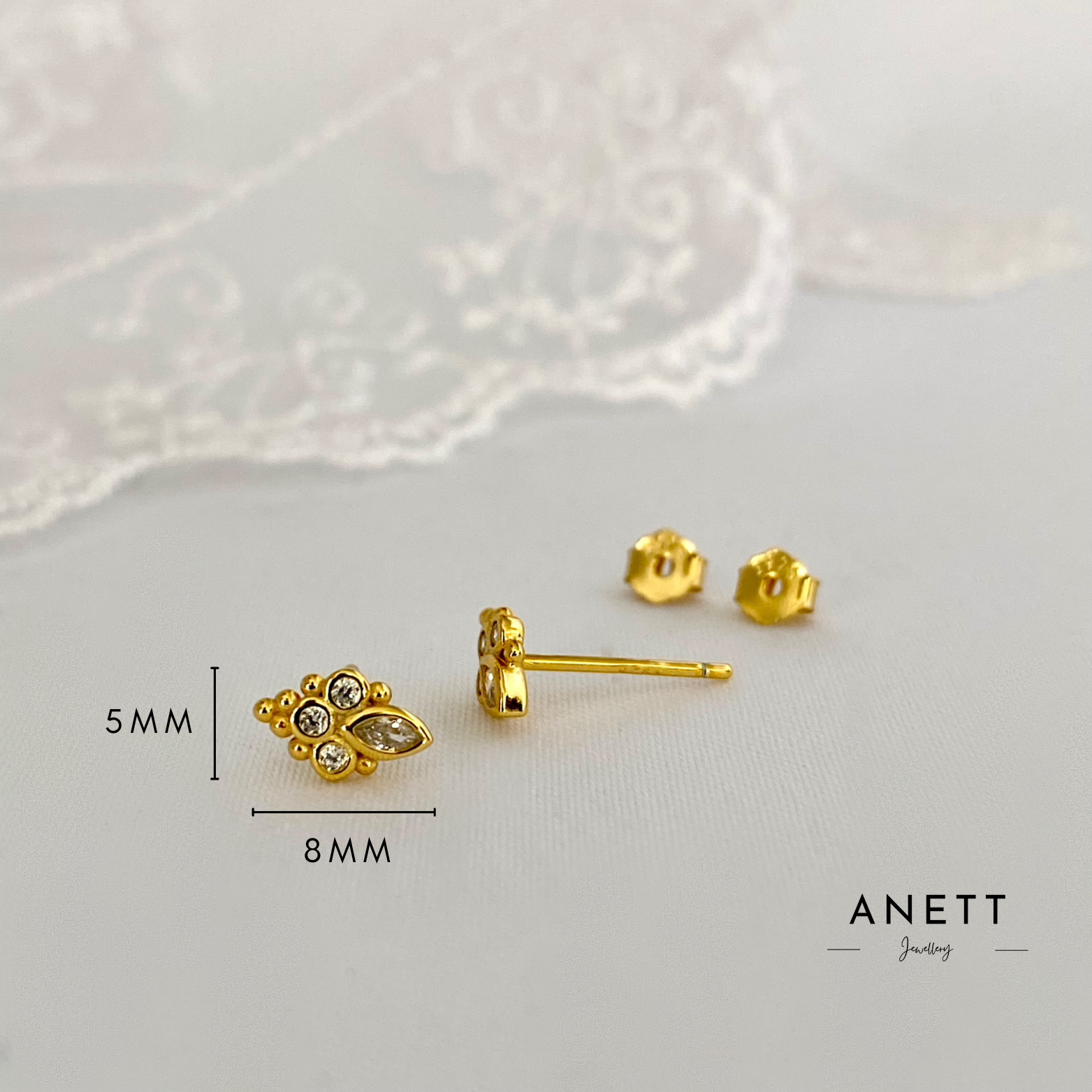 Baroque Cubic Stud Earrings GOLD