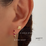 Pink Marquise Gold Hoop Earrings B + C SET