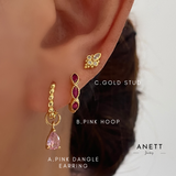 Pink Marquise Gold Hoop Earrings