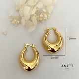 Chunky Gold Oval Hoop Earrings Pointy