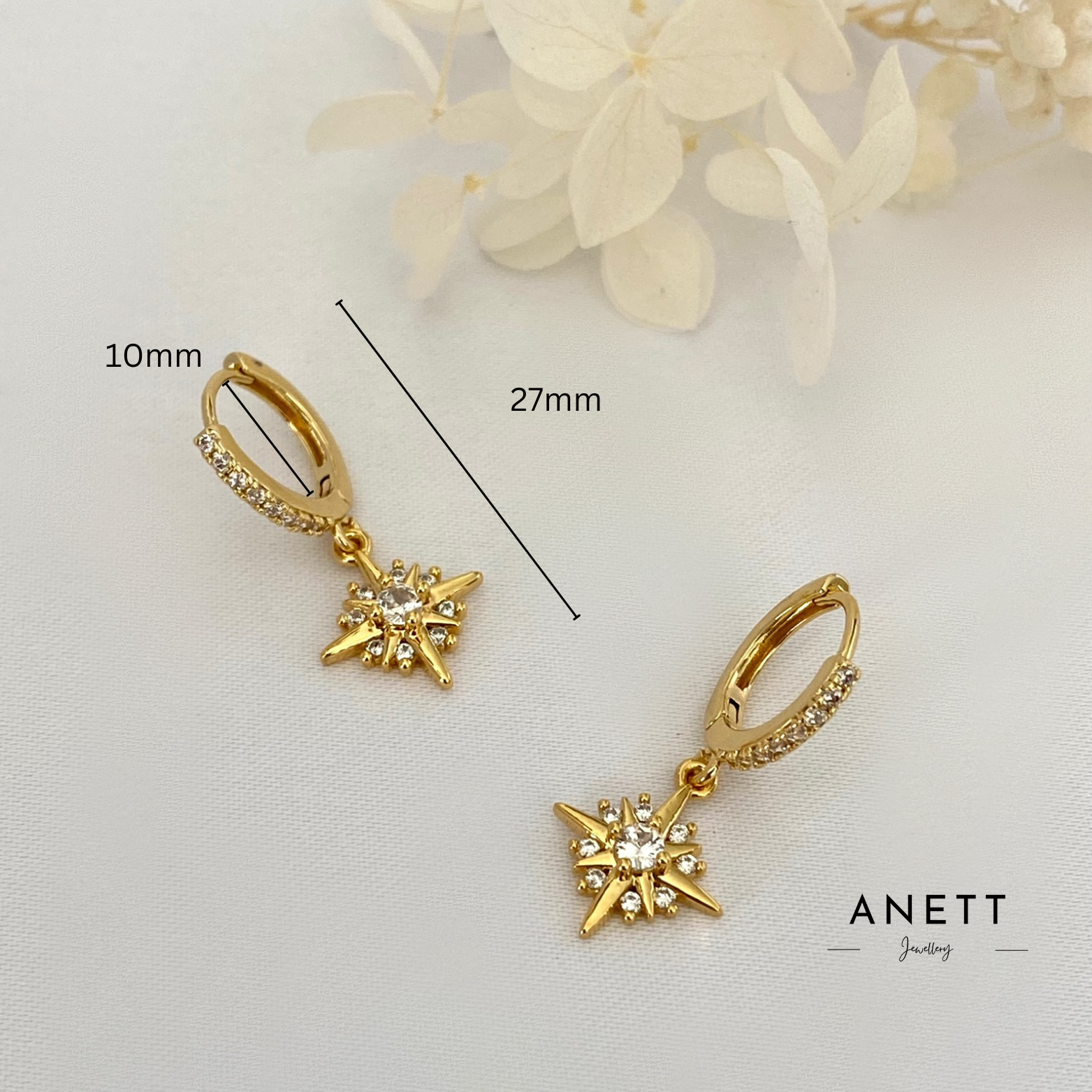 North Star Gold Dangle Earrings