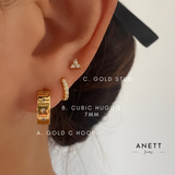 Gold C Hoop Earrings A + B + C