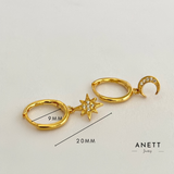 Gold Moon and Star Dangle Earring