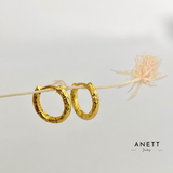 Thin Hammered Hoop Earrings GOLD