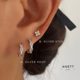 Twisted Vine Silver Huggie Hoop Earrings A + B